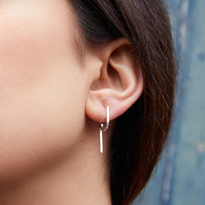 
            
                Load image into Gallery viewer, Modern Sterling Silver Minimal Staged Drop Earrings
            
        