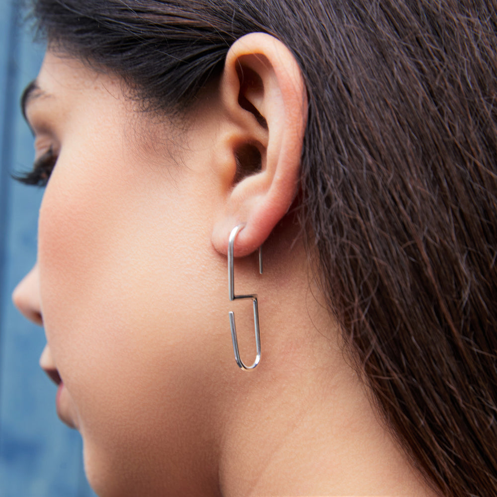 
            
                Load image into Gallery viewer, Gold Plated Geometric &amp;#39;S&amp;#39; Sterling Silver Drop Earrings
            
        