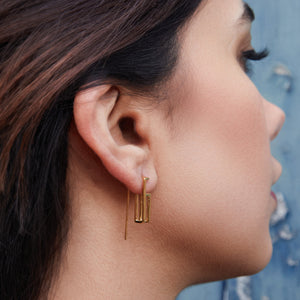 
            
                Load image into Gallery viewer, Gold Plated Sterling Silver Angular Minimalist Drop Earring
            
        