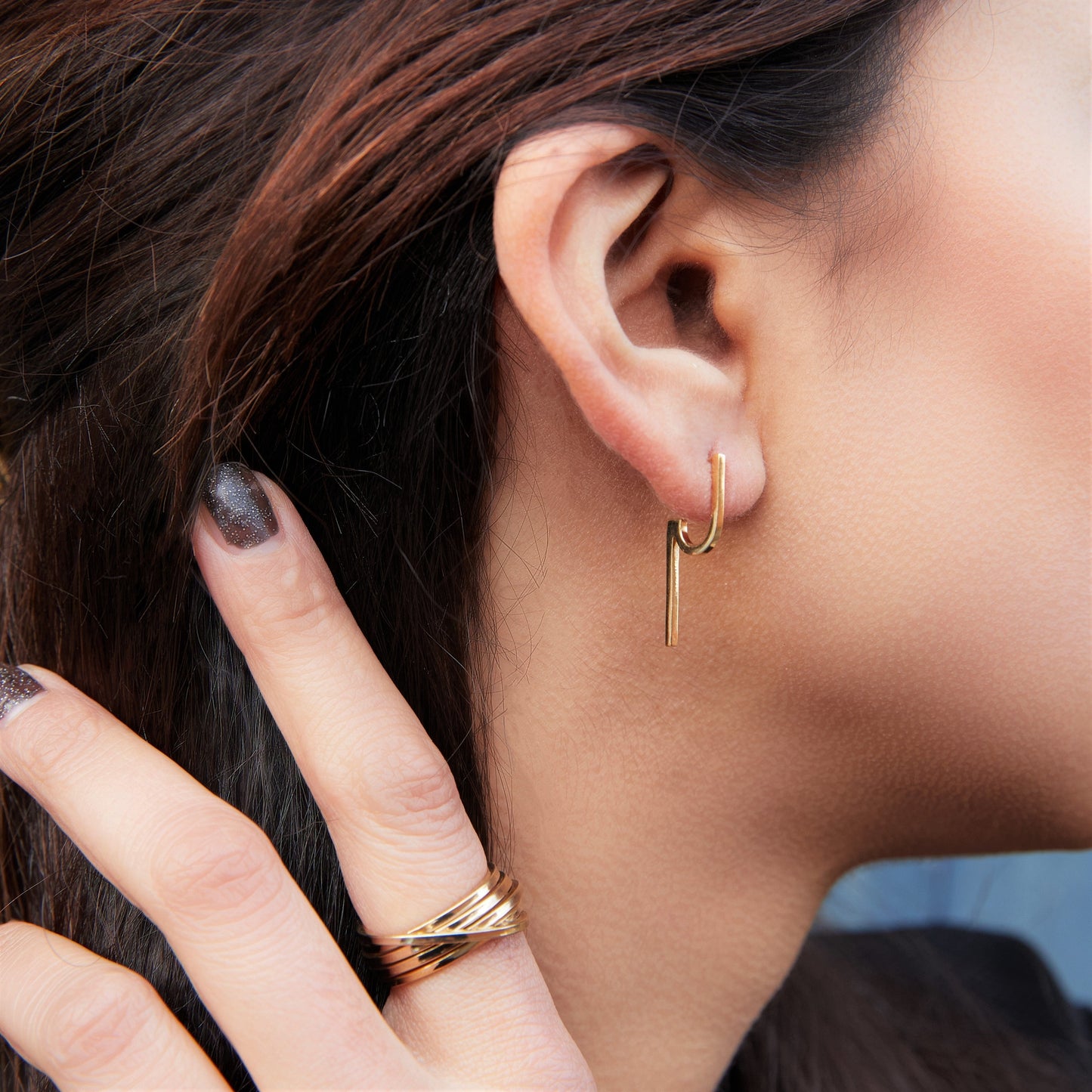 Modern Gold Plated Silver Staged Drop Earrings