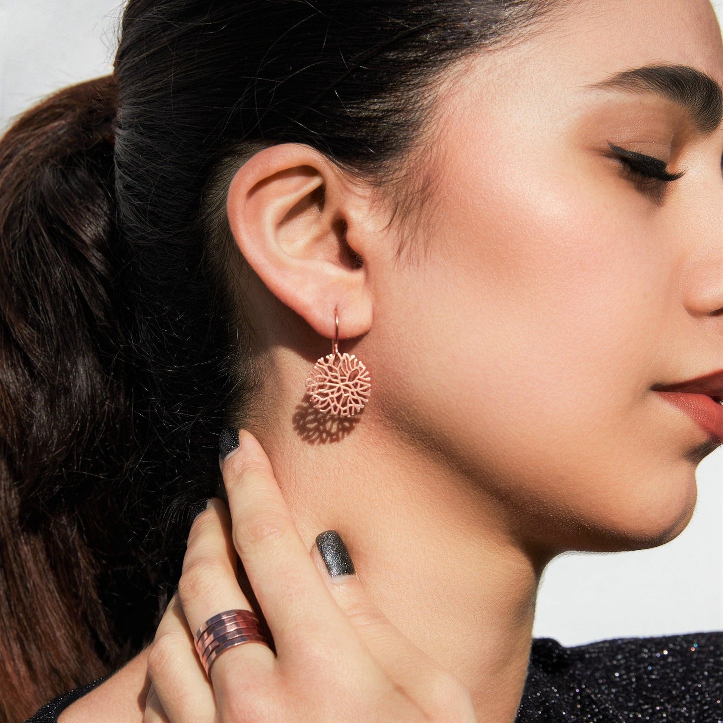 Frost Rose Gold Plated Silver Drop Earrings