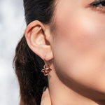 Knot Charm Rose Gold Drop Earrings