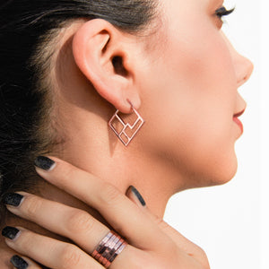
            
                Load image into Gallery viewer, Art Deco Square Geometric Rose Gold Hoop Earrings
            
        