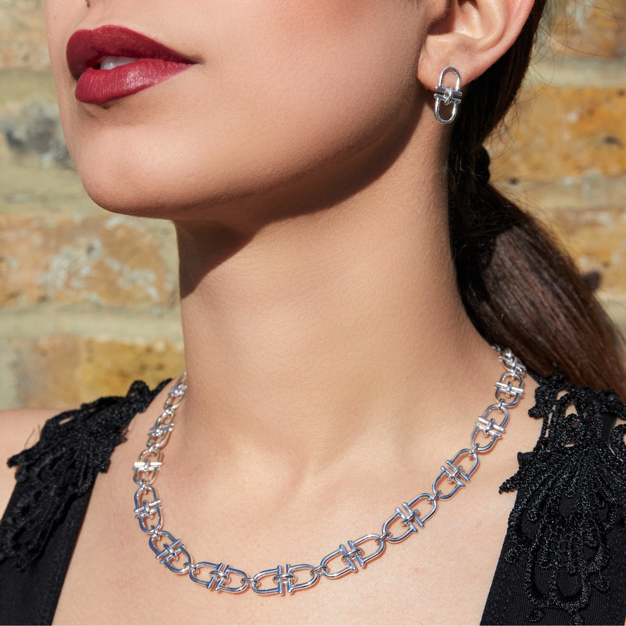 Equine Charm Monogrammed Chunky Silver Necklace – Otis Jaxon