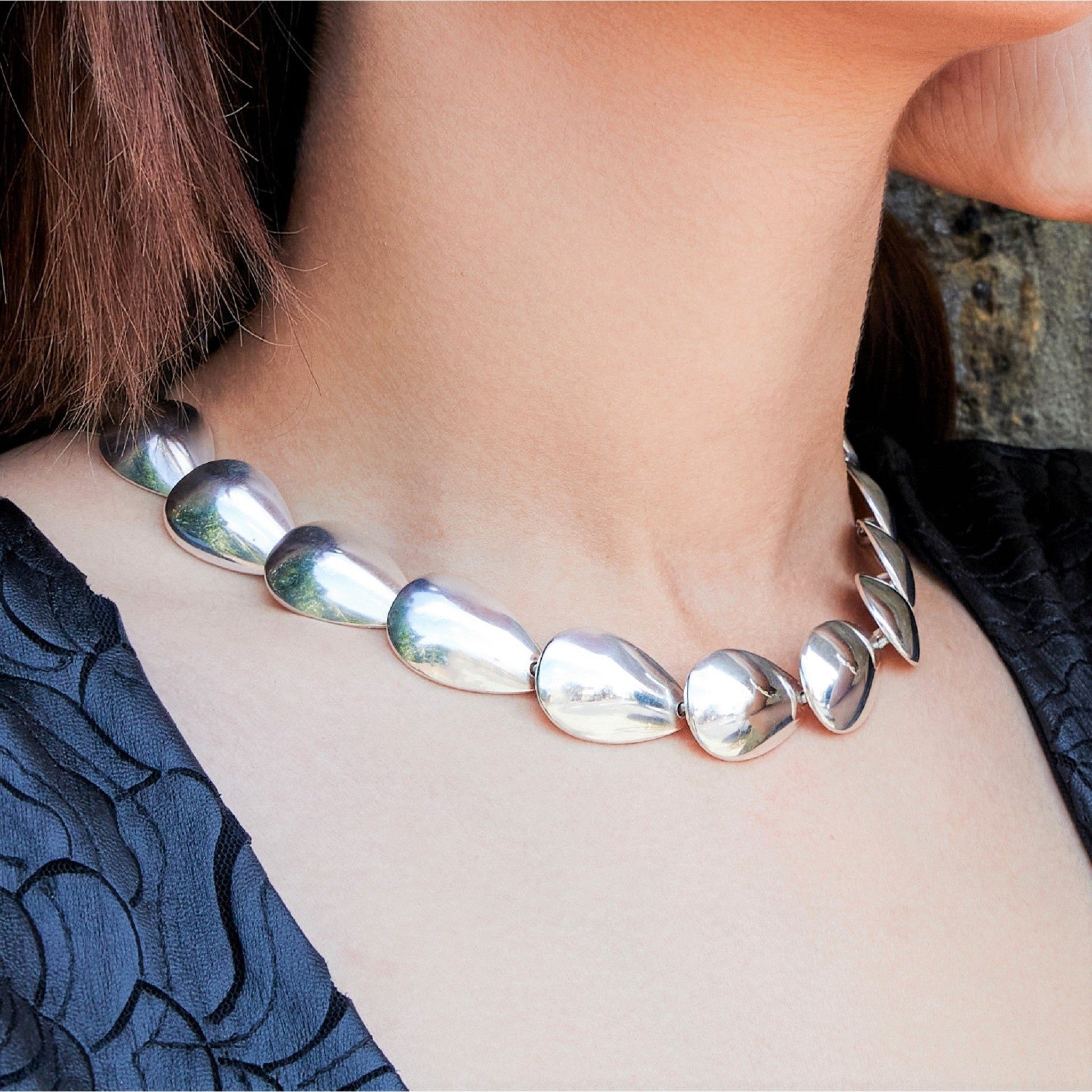 Chunky Sterling Silver Teardrop Statement Necklace – Otis Jaxon