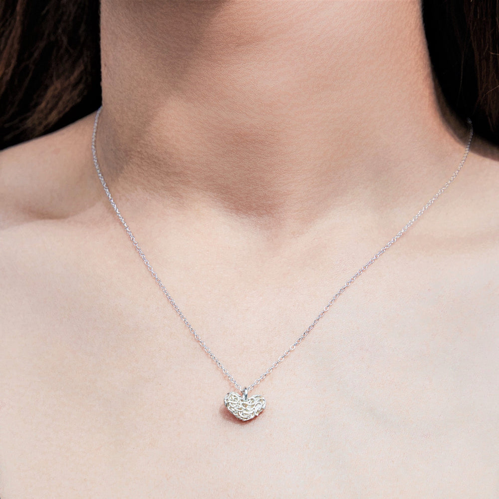 Mesh Silver Heart Pendant Necklace - Otis Jaxon Silver Jewellery