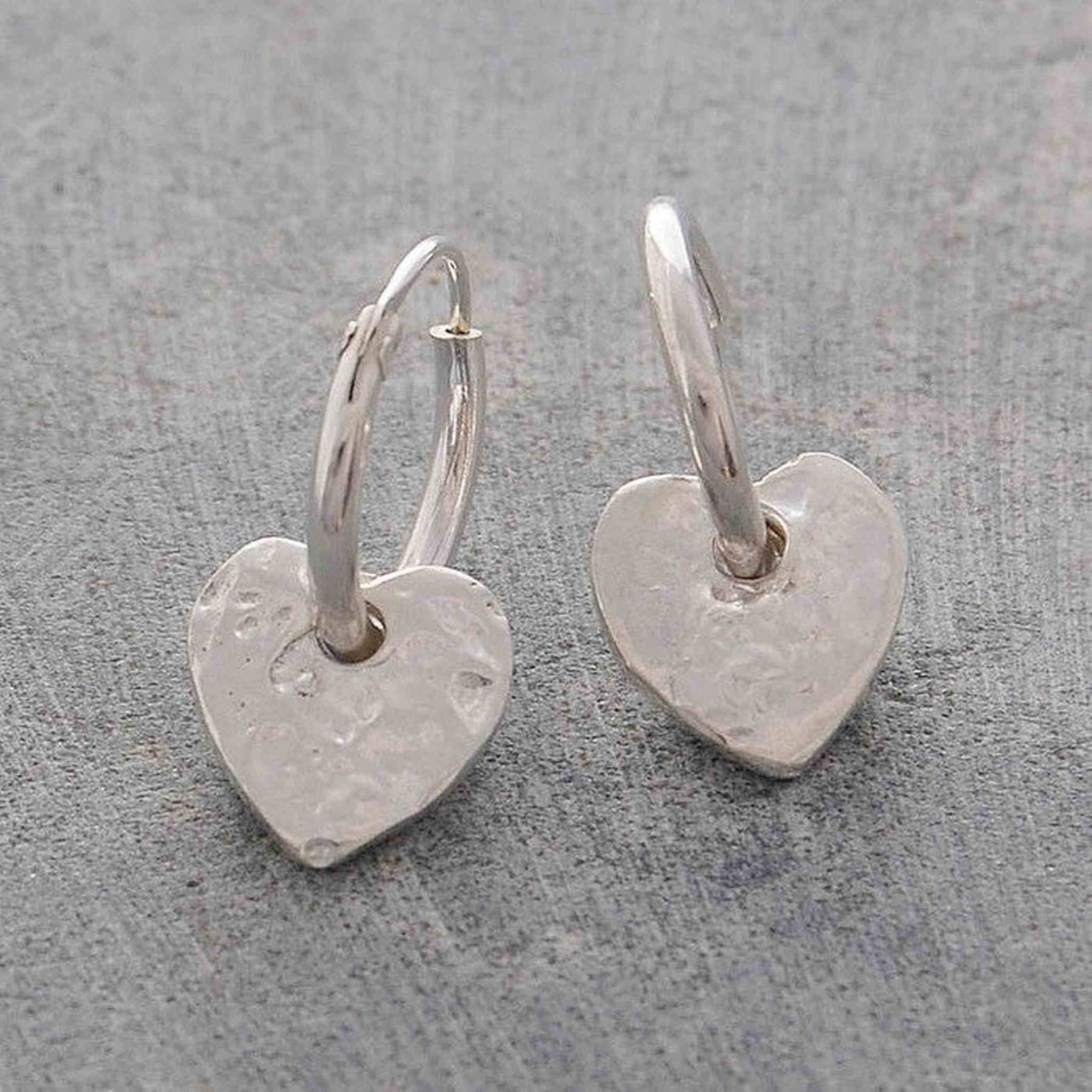 Sterling Silver Heart Charm Small Huggie Hoop Earrings – Otis