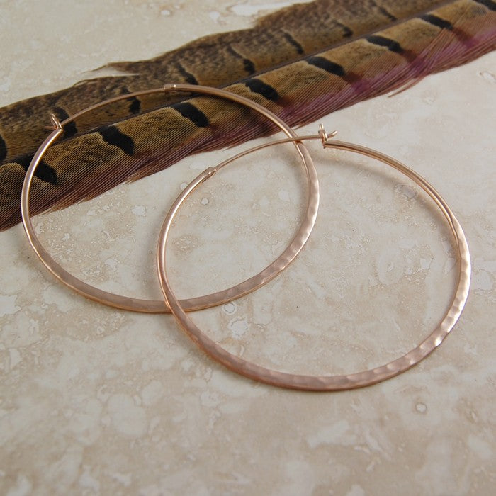 
            
                Load image into Gallery viewer, Large Hammered Rose Gold Hoop Earrings - Otis Jaxon Silver Jewellery
            
        