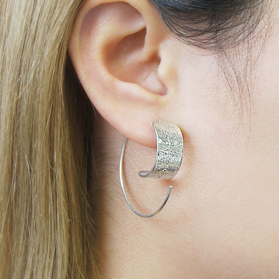 
            
                Load image into Gallery viewer, Textured Rose Gold Hoop Earrings - Otis Jaxon Silver Jewellery
            
        