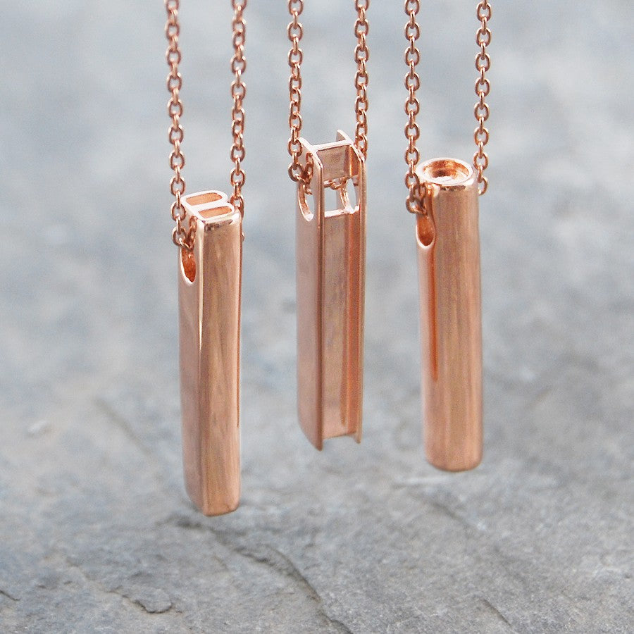 Initial Letter Rose Gold Personalised Necklace - Otis Jaxon Silver Jewellery