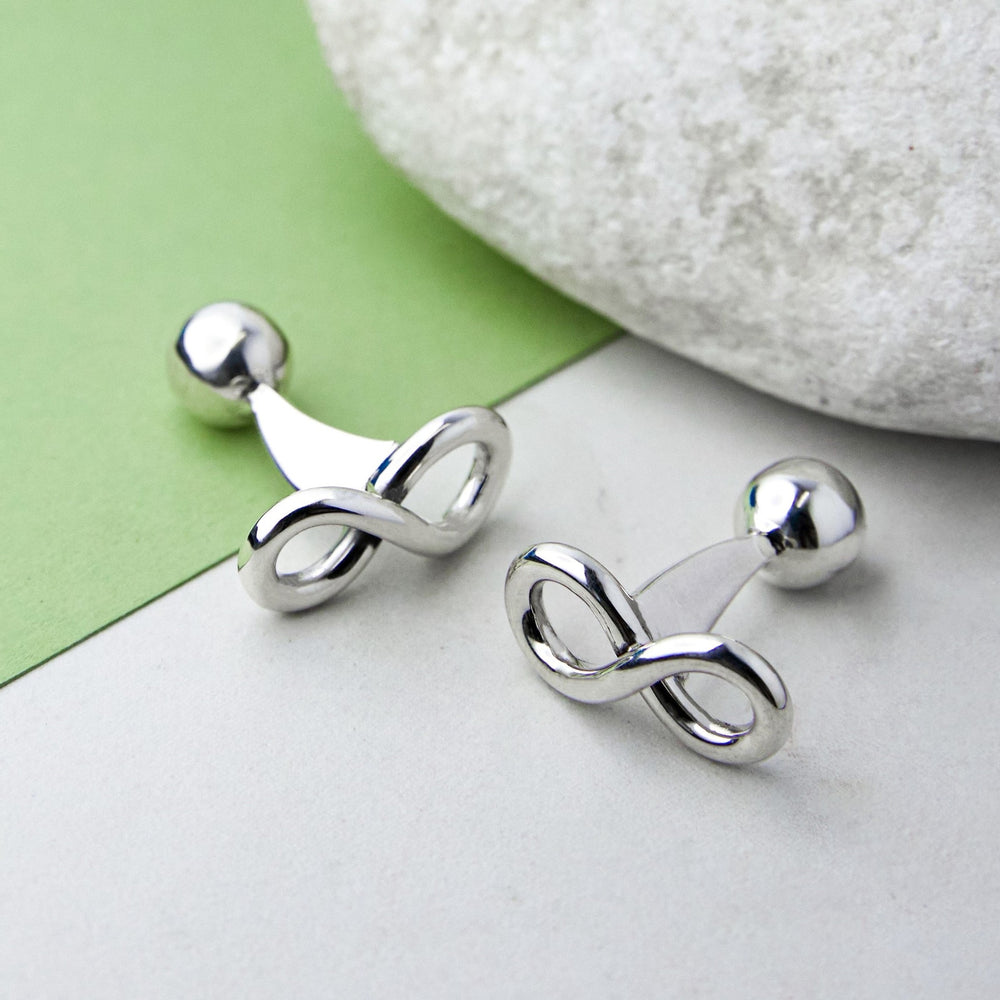 
            
                Load image into Gallery viewer, Sterling Silver Infinity Knot Cufflinks - Otis Jaxon Silver Jewellery
            
        