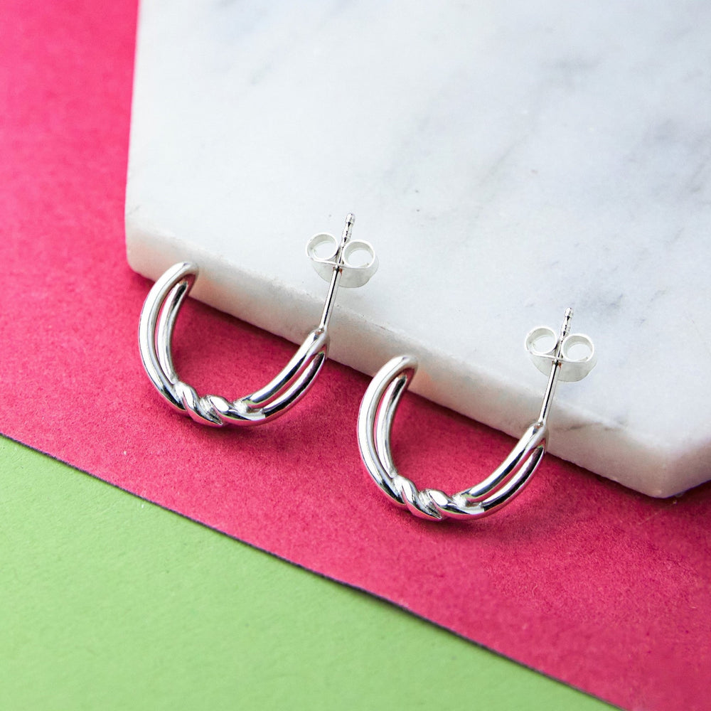 Silver Half Hoop Stud Earrings - Otis Jaxon Jewellery