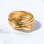 Gold Sterling Silver Square Wire Overlapping Ring 