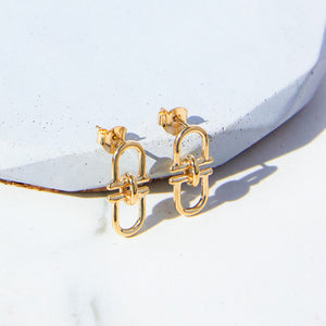 Equine Charm Monogrammed Gold Stud Earrings