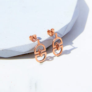 Interlinked 'D' Charm Gold Plated Silver Stud Earrings