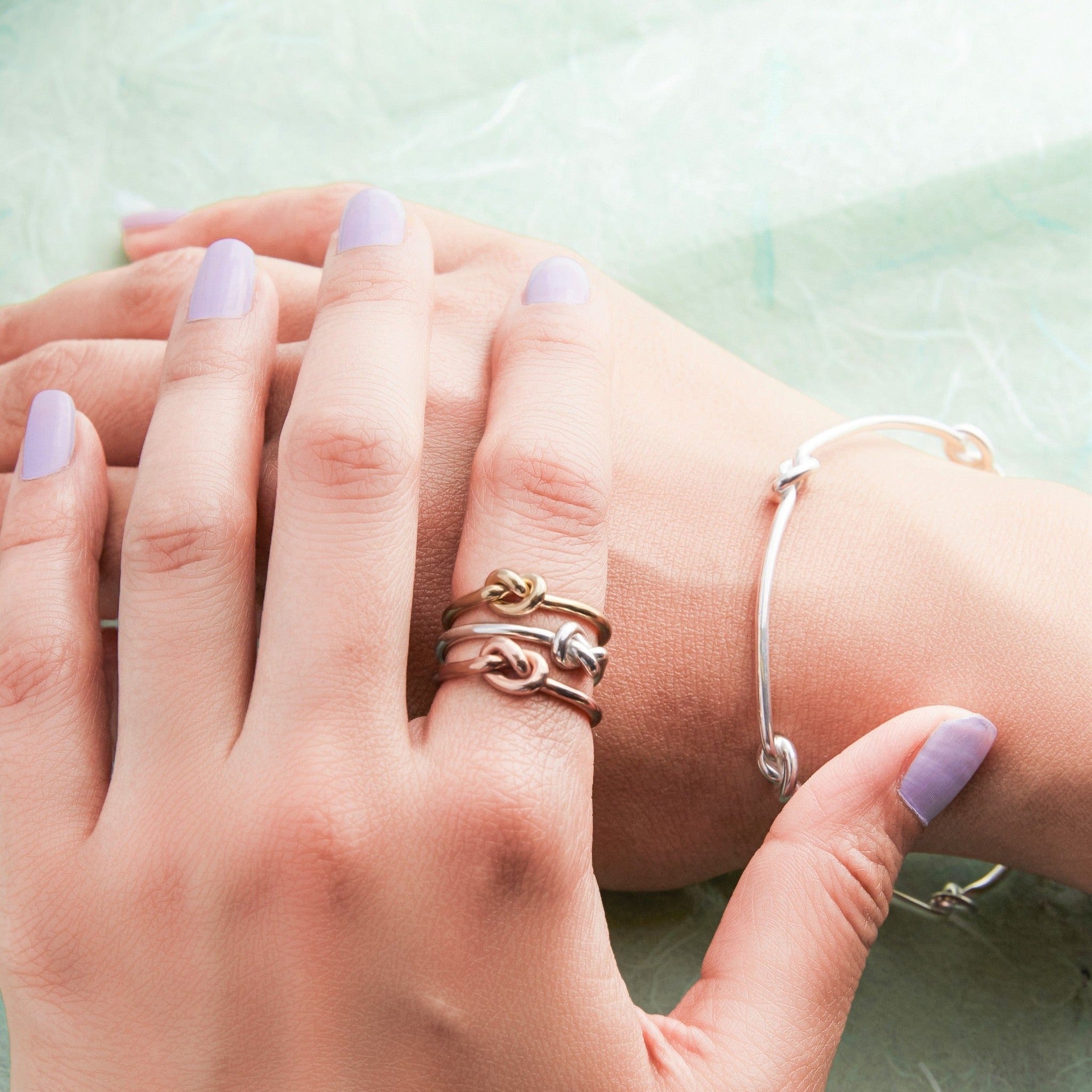 Friendship Knot Rose Gold Plated Silver Stacking Bangle – Otis