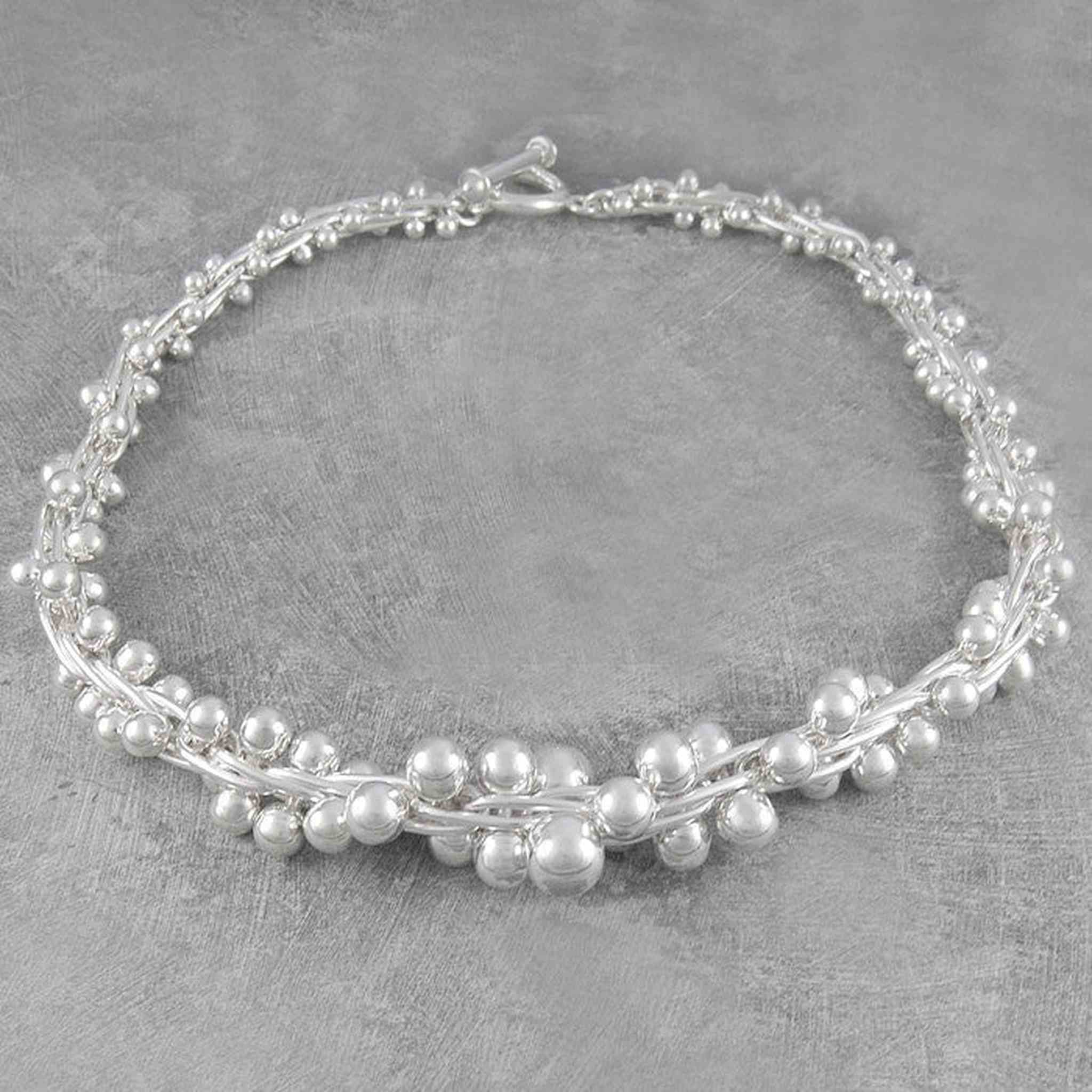 Solid Sterling Silver Peppercorn Statement Bracelet Otis Jaxon Jewellery