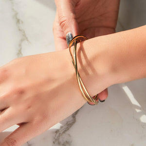 
            
                Load image into Gallery viewer, Interwoven Gold Sterling Silver Bangle
            
        
