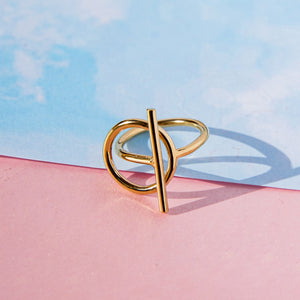 Sterling Silver T Shape Overlapping Minimalist Ring