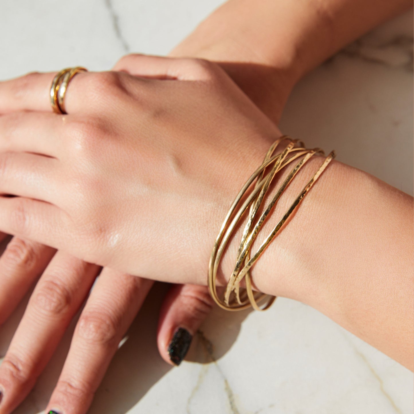 Gold Russian Stacking Silver Bangle