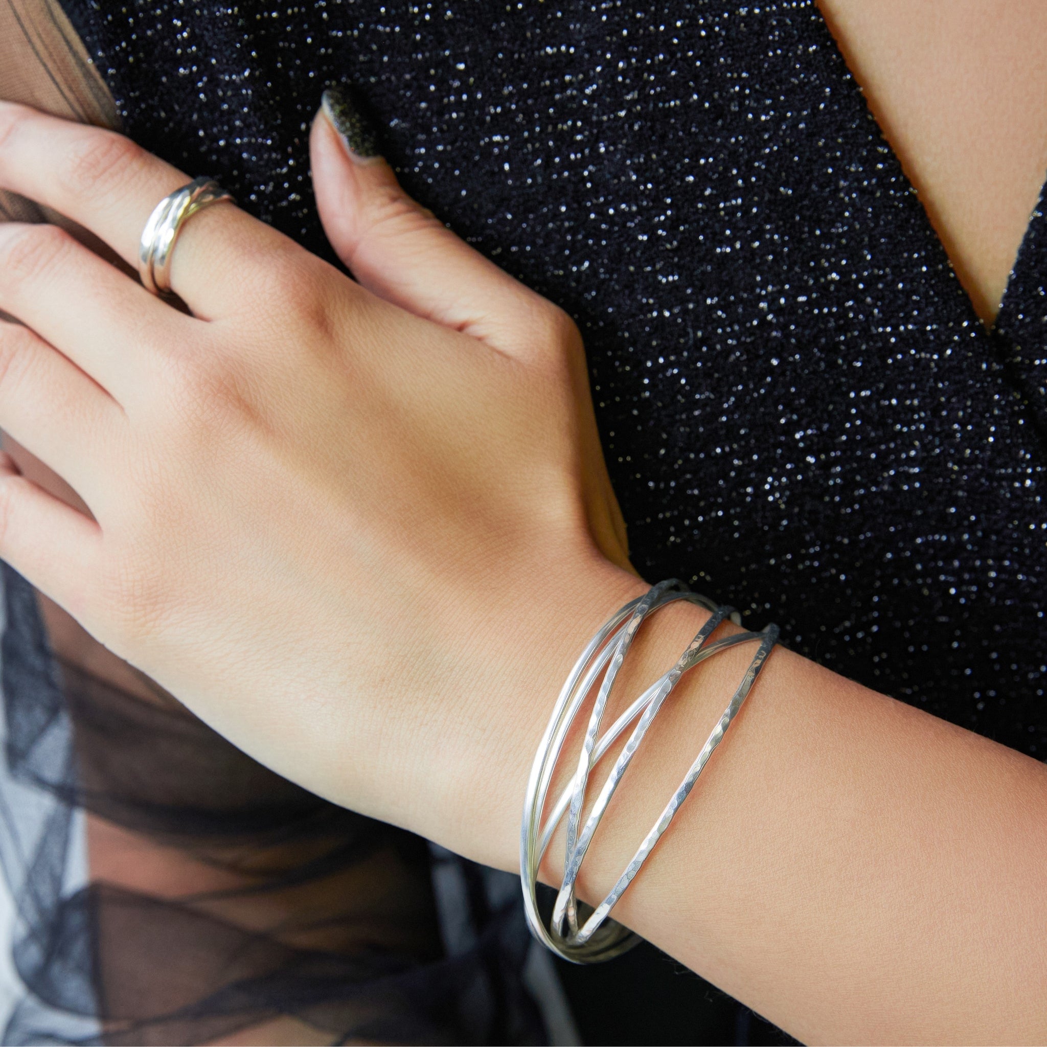 Russian Multi Band Sterling Silver Bangle – Otis Jaxon Silver