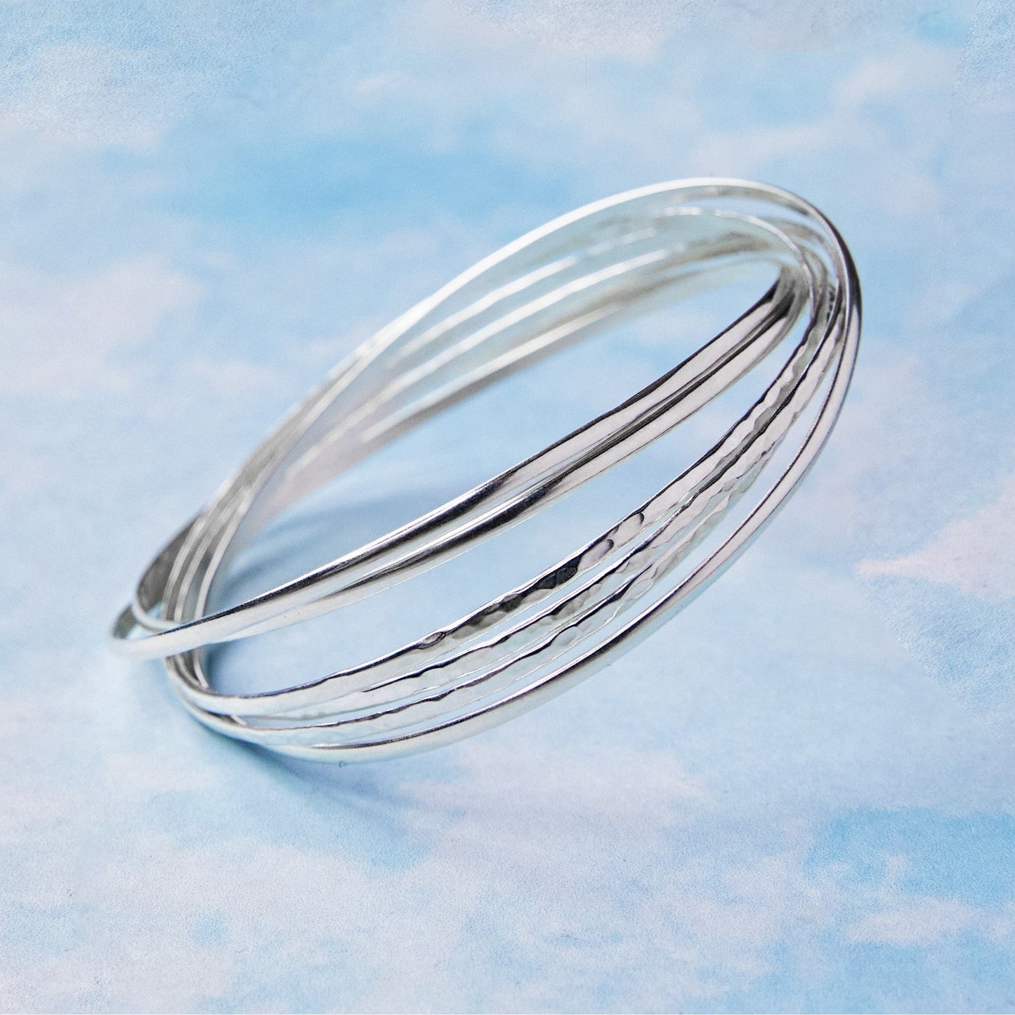 Russian Multi Band Sterling Silver Bangle - Otis Jaxon Silver Jewellery