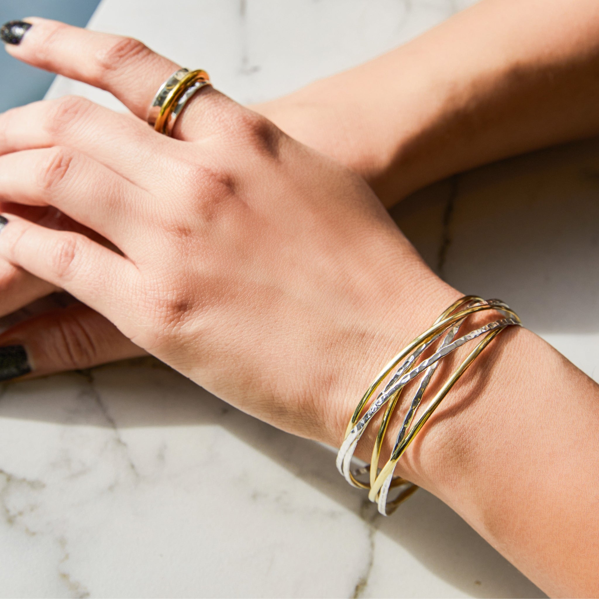 Handmade Russian Gold and Silver Bangle – Otis Jaxon Silver Jewellery