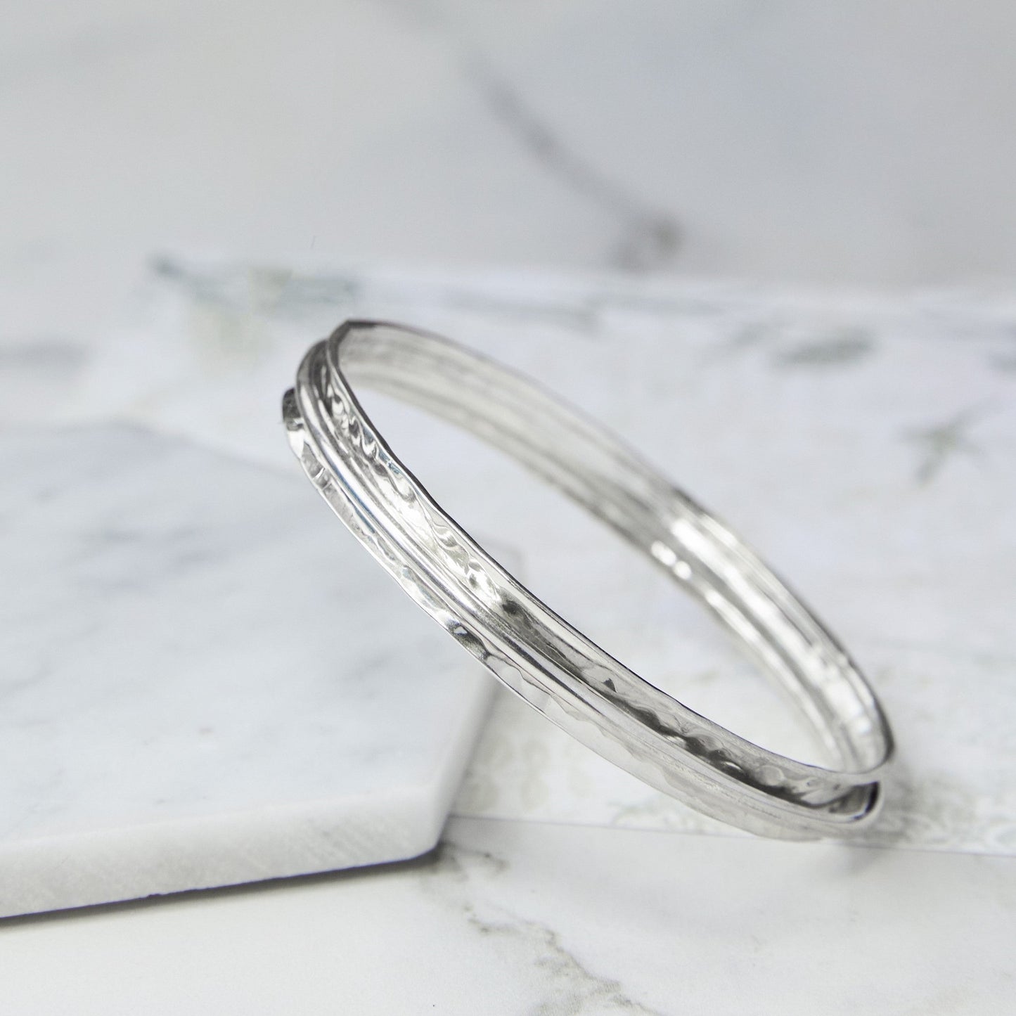Cone Hammered Silver Bangle - Otis Jaxon Silver Jewellery