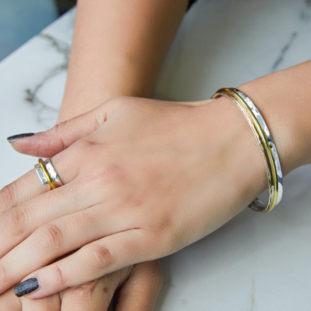 
            
                Load image into Gallery viewer, Cone Silver and Gold Ring and Bangle - Otis Jaxon Silver Jewellery
            
        