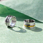 Hammered Spinning Silver and Gold Ring - Otis Jaxon Silver Jewellery