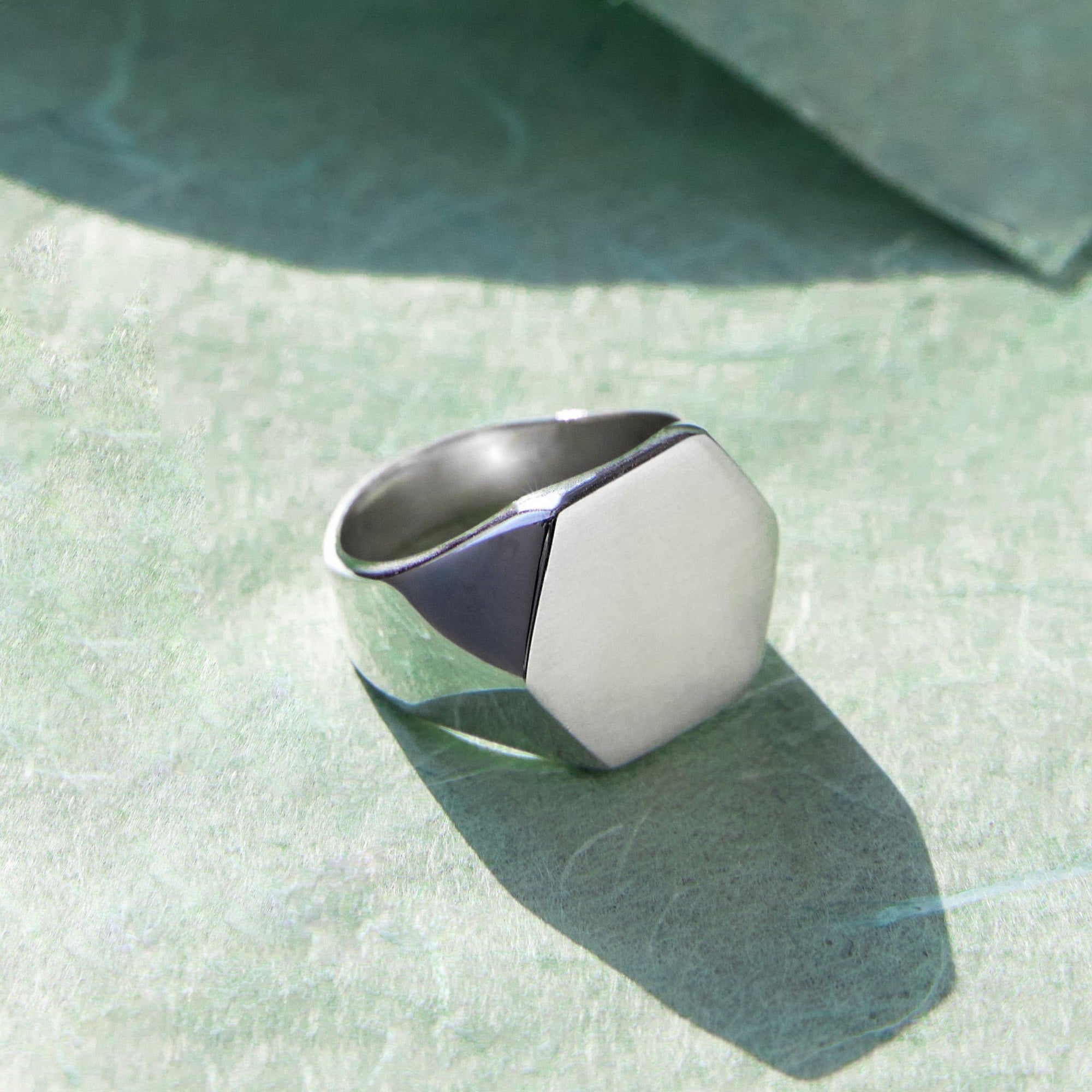Solid Silver Men's Hexagonal Signet Ring – Otis Jaxon Silver Jewellery
