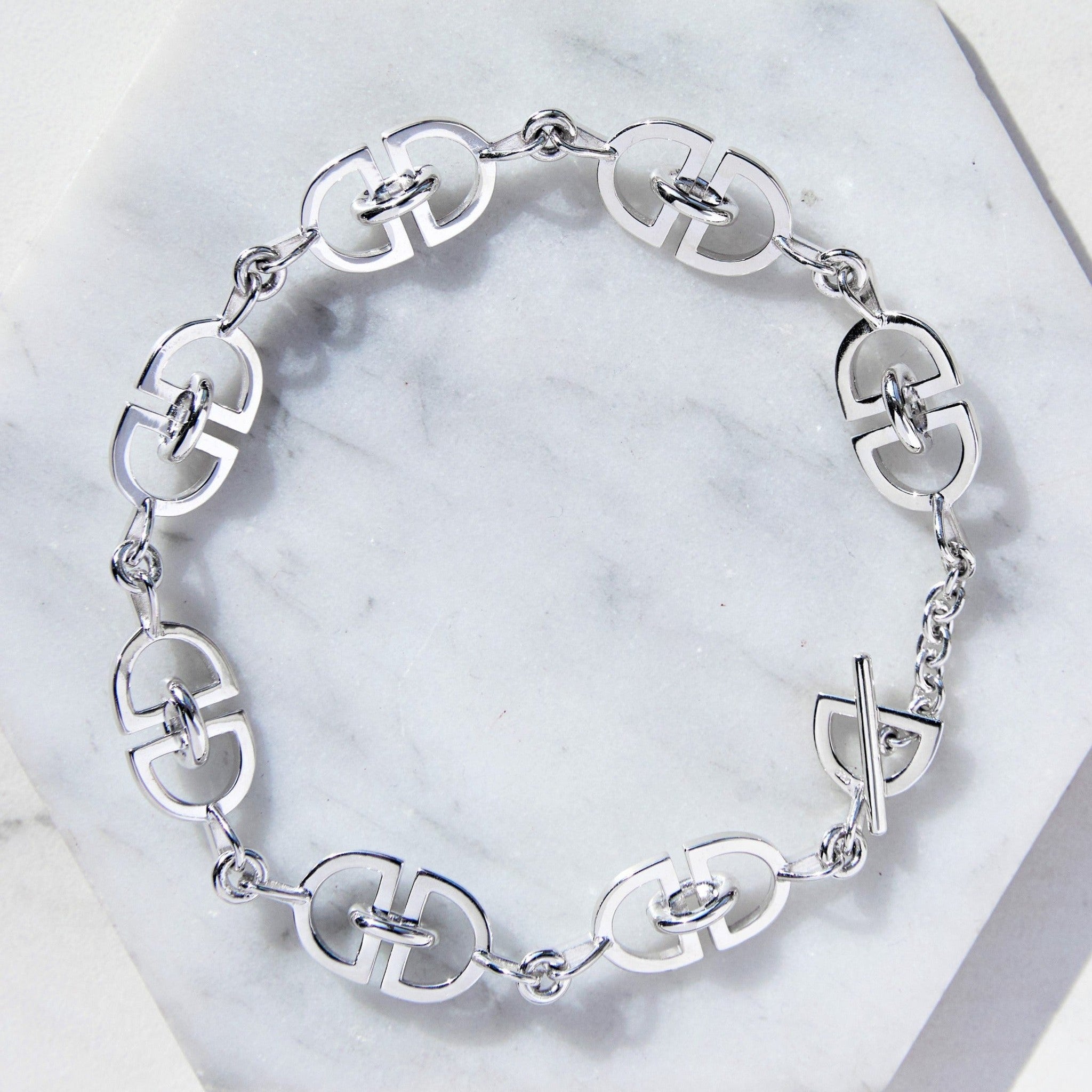 Interlinked 'D' Charm Chunky Silver Bracelet – Otis Jaxon Silver