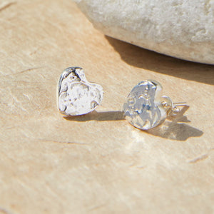 Organic Heart Silver Stud Earrings - Otis Jaxon Silver Jewellery