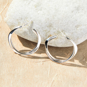 
            
                Load image into Gallery viewer, Interwoven Silver Hoop Earrings - Otis Jaxon Silver Jewellery
            
        