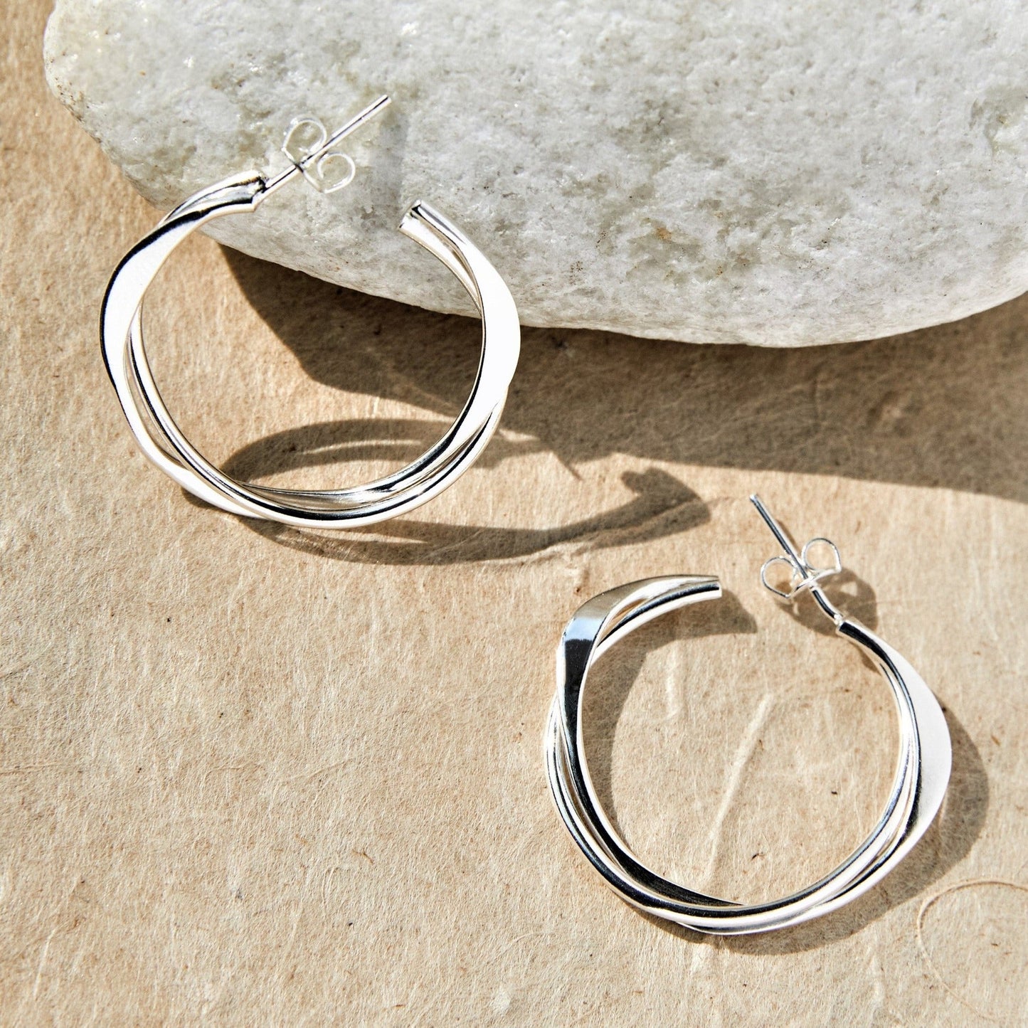 Interwoven Silver Hoop Earrings - Otis Jaxon Silver Jewellery