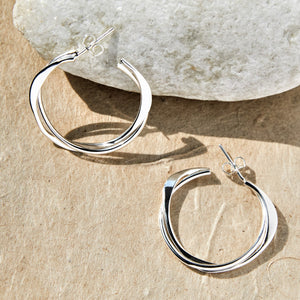 
            
                Load image into Gallery viewer, Interwoven Sterling Silver Hoop Earrings - Otis Jaxon Silver Jewellery
            
        