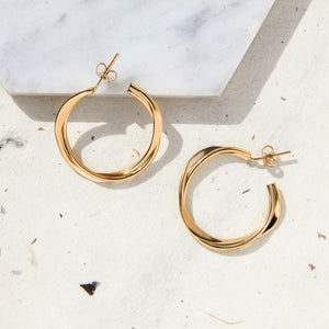 Interwoven Gold Hoop Earrings - Otis Jaxon Silver Jewellery