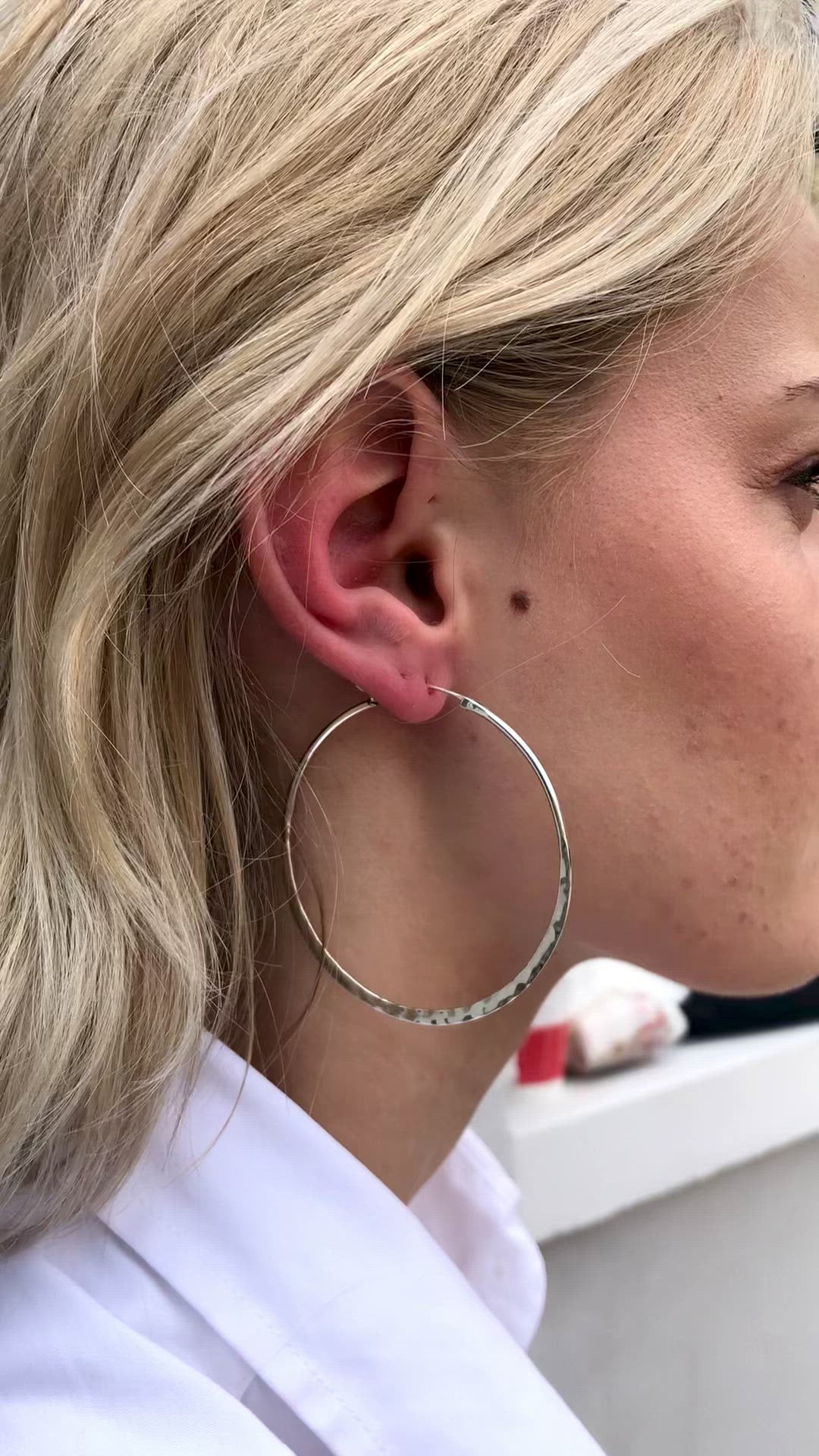 Oxidised Silver Large Hoop Earrings