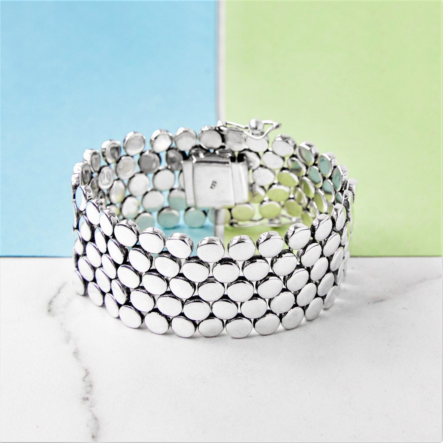 Large Scales Chunky Silver Bracelet - Otis Jaxon Silver Jewellery