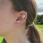 Rose Gold Pearl Ear Climber Cuff Earrings