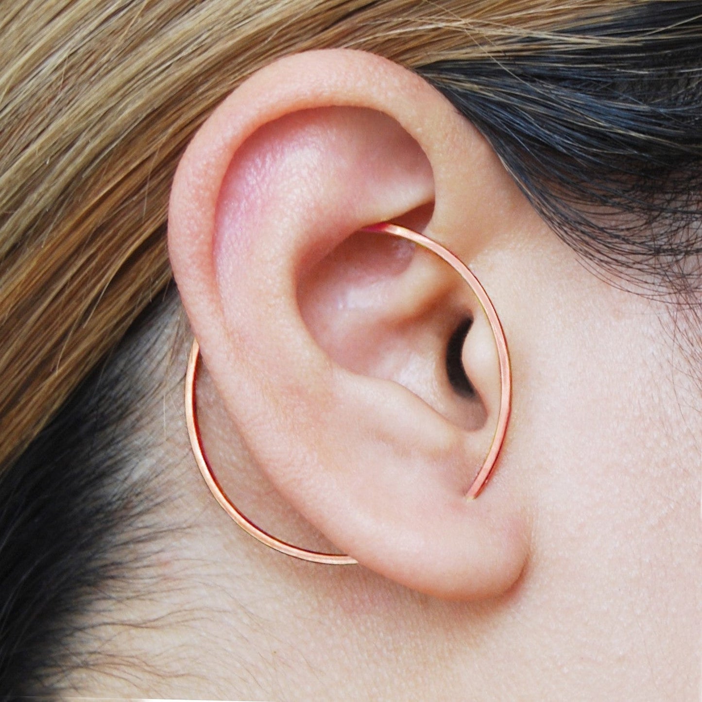 Rose Gold Minimalist Hoop Ear Cuff Earrings