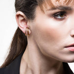 Curved Gold Suspender Stud Earrings - Otis Jaxon Silver Jewellery