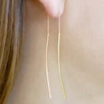 Gold and Rose Gold Minimal Drop Threader Earrings
