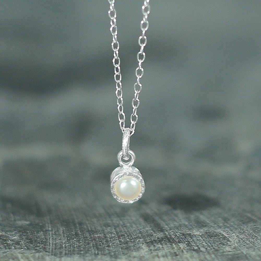 Textured White Silver Pearl Necklace - Otis Jaxon Silver Jewellery