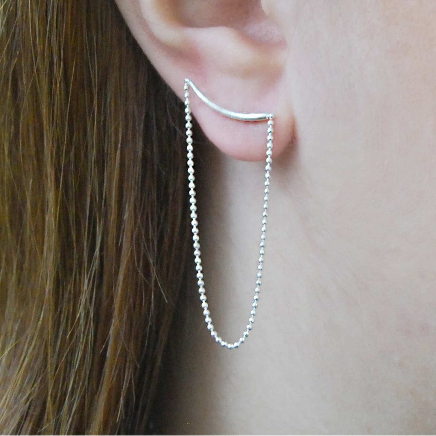 Silver Chain Stud Drop Earrings - Otis Jaxon Silver Jewellery