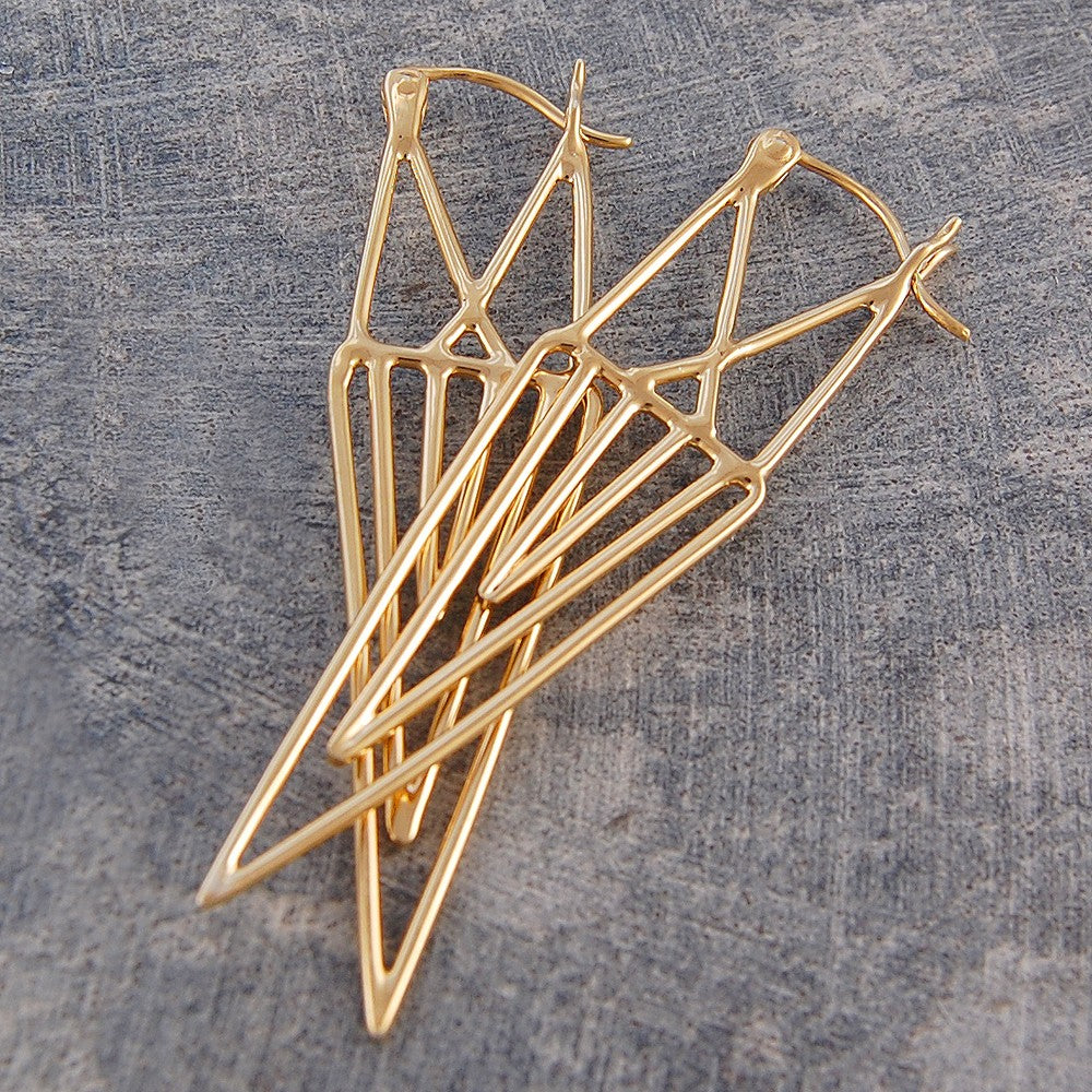 Aztec Geometric Rose Gold Drop Earrings - Otis Jaxon Silver Jewellery
