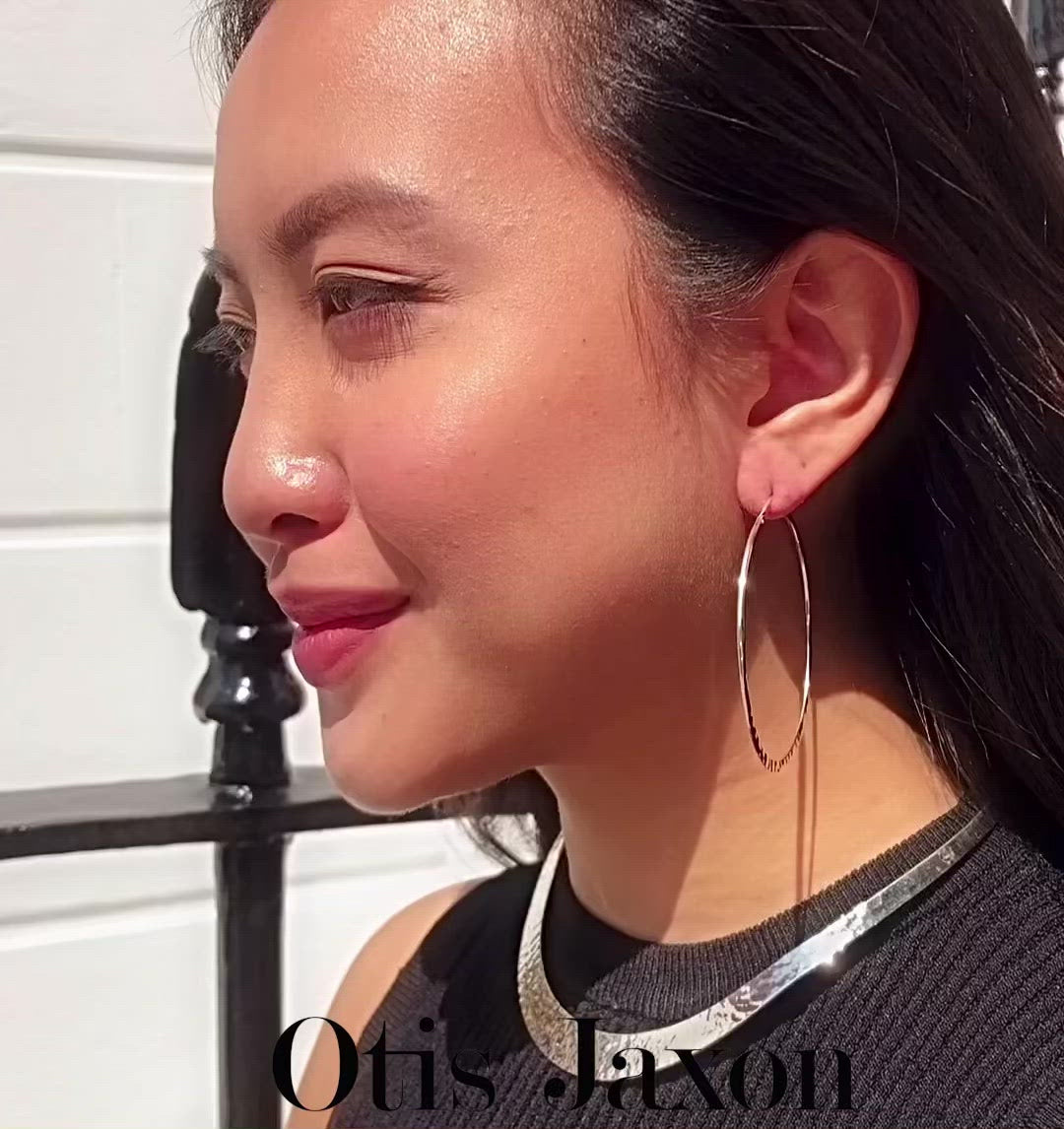 Sterling silver handmade choker and matching hammered hoop earrings