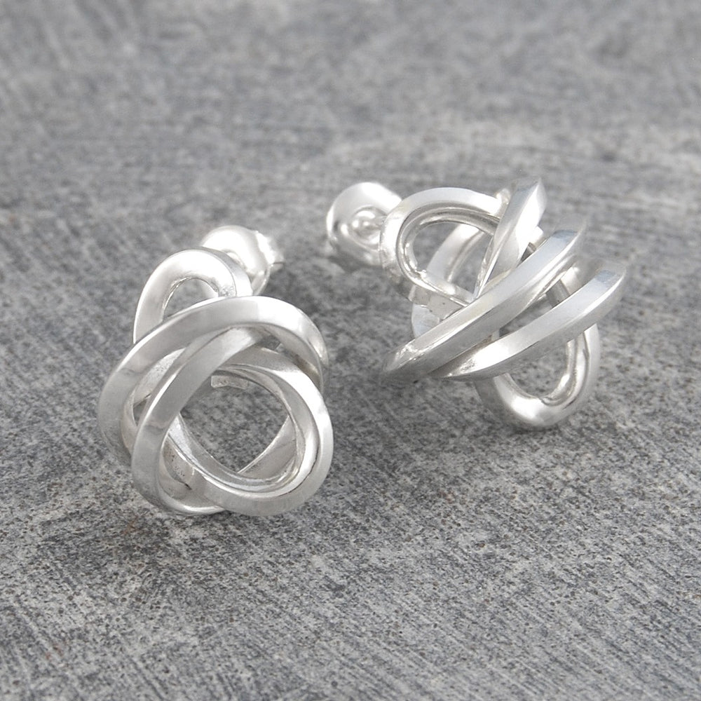Angular Knot Silver Stud Earrings - Otis Jaxon Silver Jewellery