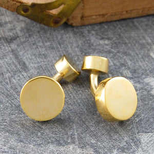 Round Geometric Gold Cufflinks - Otis Jaxon Silver Jewellery