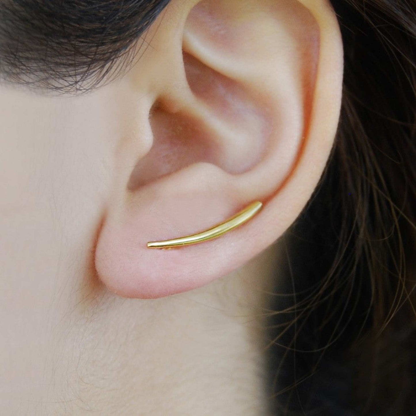 Gold Curved Bar Ear Cuffs - Otis Jaxon Silver Jewellery